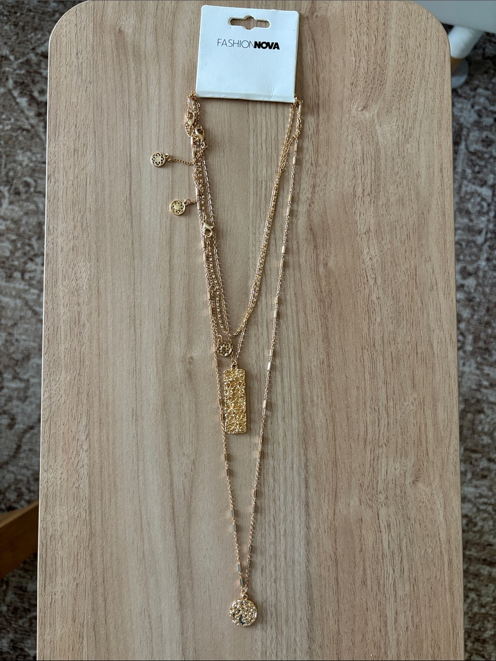 Fashion Nova Gold Multi-Layer Pendant Necklace